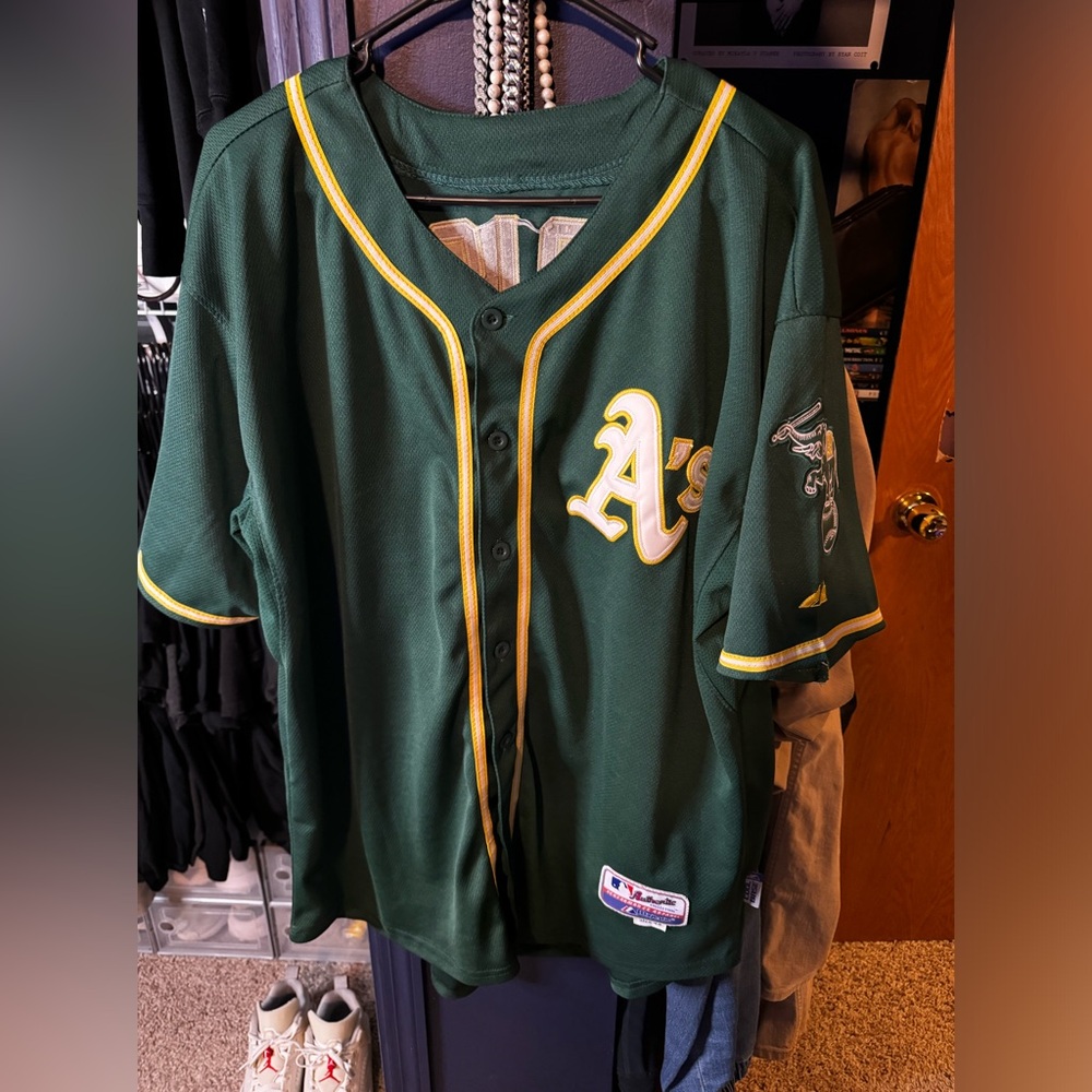 🔥Authentic Majestic Oakland A’s #4 Coco Crisp Jersey Size 48🔥Rare💯